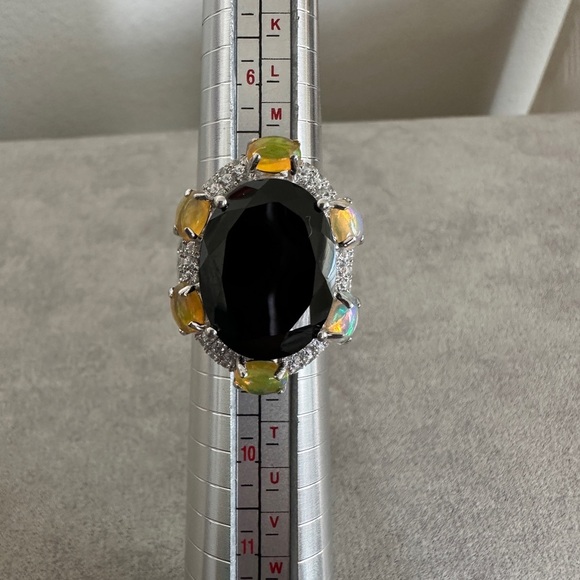 Black Spinel, Ethiopian Opal and White Zircon Ring by Colleen Lopez - Picture 11 of 12